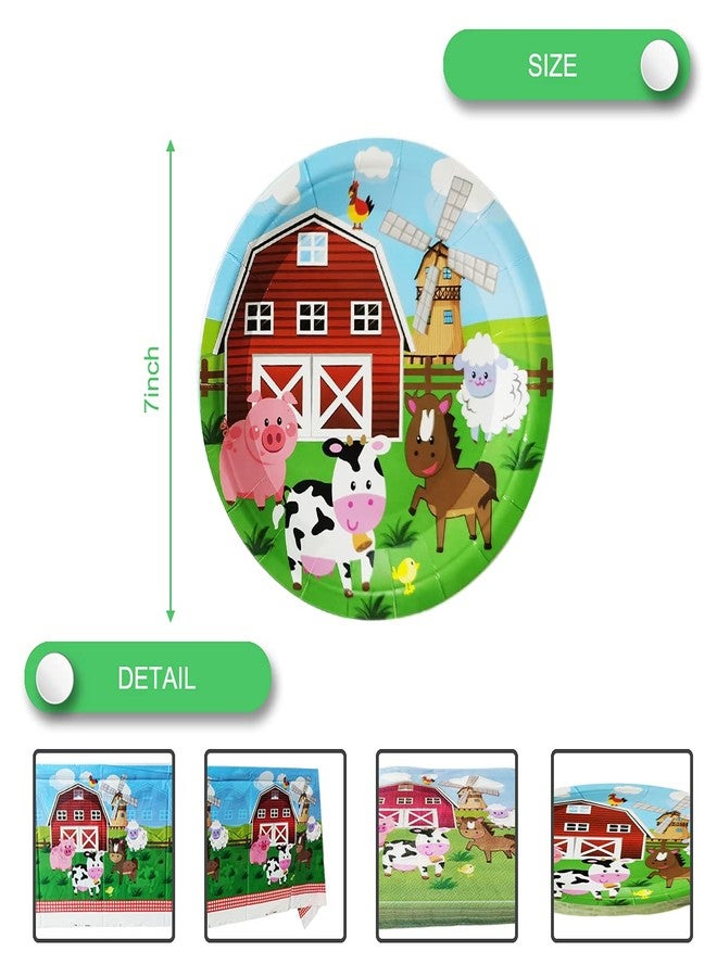 OULUN Farm Animal Party Tableware Set, Farmhouse 20 Plates and 20 Napkins and Tablecloth 71 '' x 42 '', Farm Animal Themed Party Decoration Supplies - Image 5